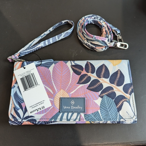 NWT VERA BRADLEY RFID Wallet Crossbody in Palm Floral - Picture 1 of 8